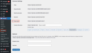 Chọn Setting > Permalinks > Post name để chỉnh sửa URL của trang (đối với WordPress)
