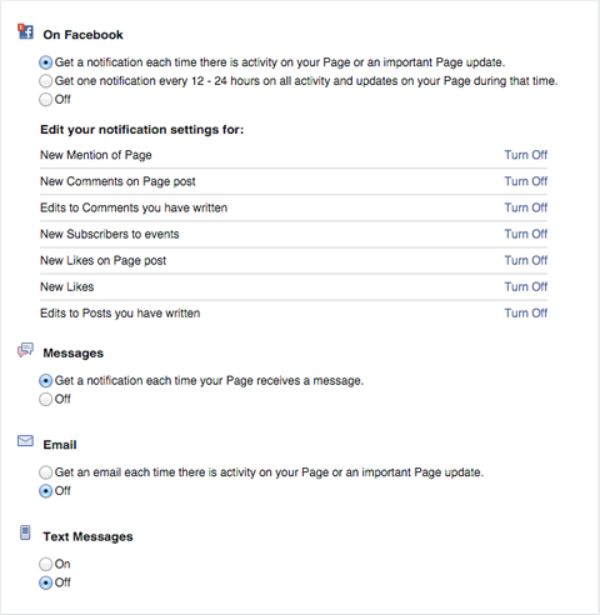 cài đặt thông báo fanpage