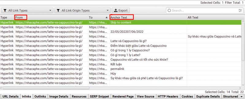 Check Anchor Text Screaming Frog