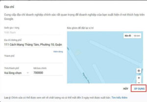 Bạn phải chọn chính xác địa chỉ của văn phòng / công ty thì Google mới chấp nhận.