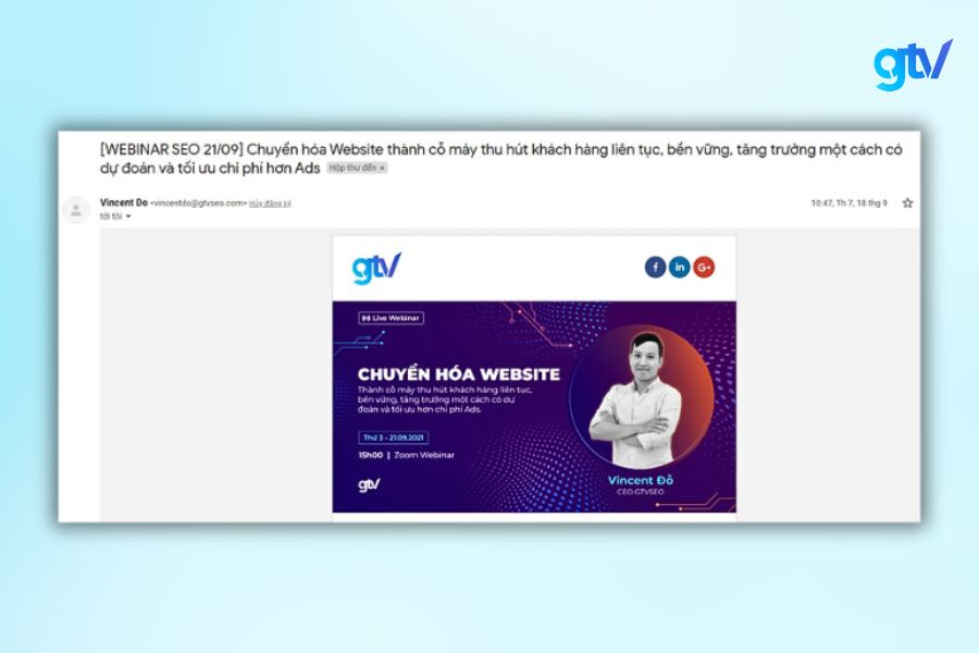 Email Marketing GTV SEO một trong những kênh marketing hiệu quả nhất
