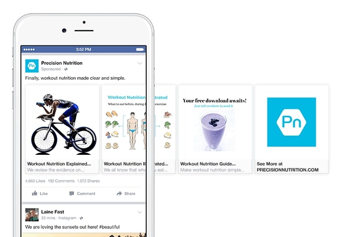 Quảng cáo carousel giúp quảng bá sản phẩm đến nhiều người dùng facebook carousel ads