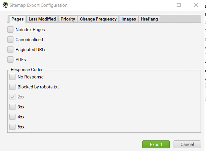 Files Sitemaps trong Screaming Frog