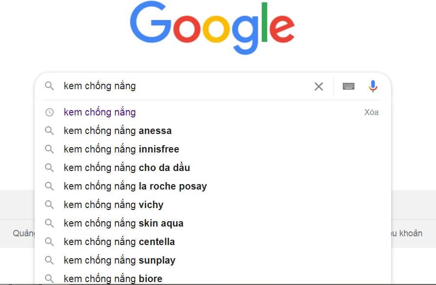 google đề xuất về lsi keywords