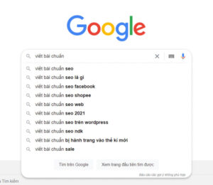 Google đưa ra các gợi ý về từ khóa cho người dùng