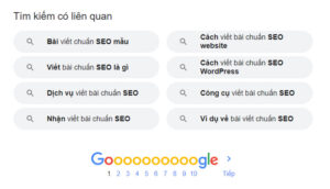 Google tiếp tục gợi ý cho bạn những từ khóa tìm kiếm liên quan