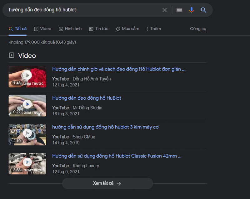 Hiển thị video trên SERPS