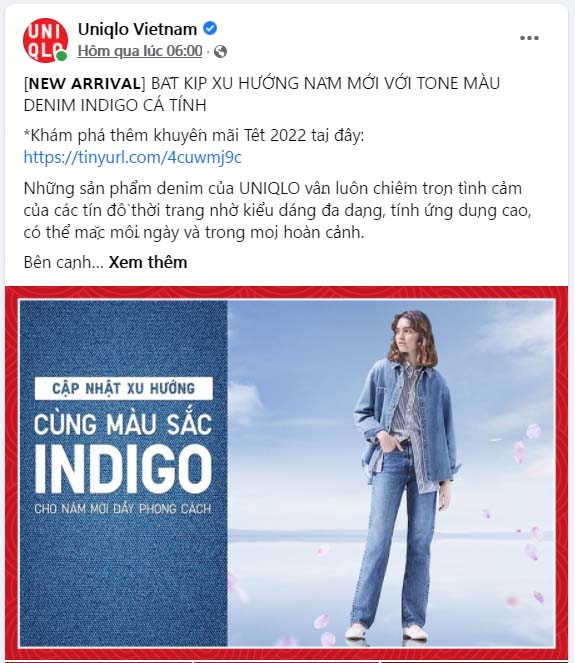 Mẫu content của Uniqlo Việt Nam trên Facebook