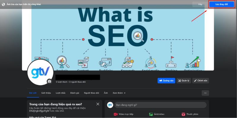 Tải ảnh bìa mà bạn muốn sử dụng lên, căn chỉnh vị trí cho phù hợp