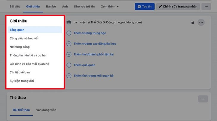 Chọn lựa những thông tin cần chỉnh sửa