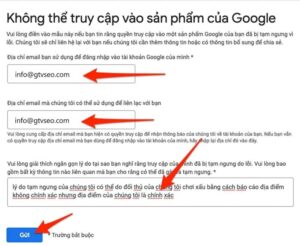 Không thể truy cập vào Google My Business
