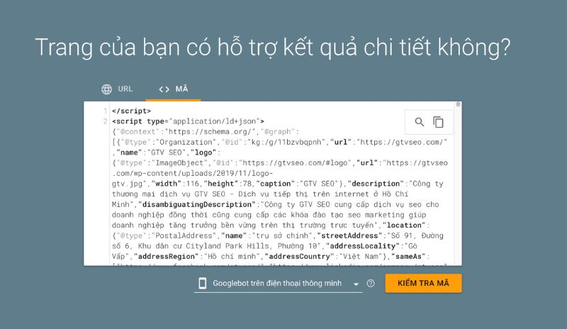 kiểm tra schema markup