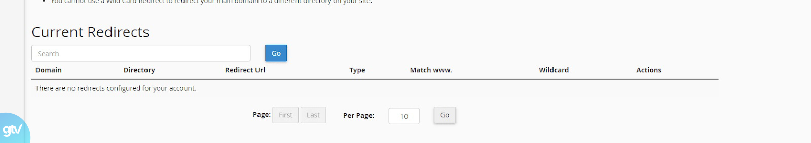 Current Redirects sẽ xuất hiện