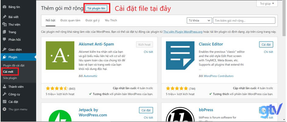Cài đặt file .zip trên WordPress