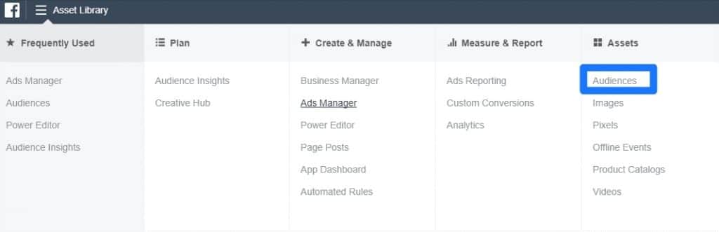 Retargeting Facebook - Chọn Audiences.