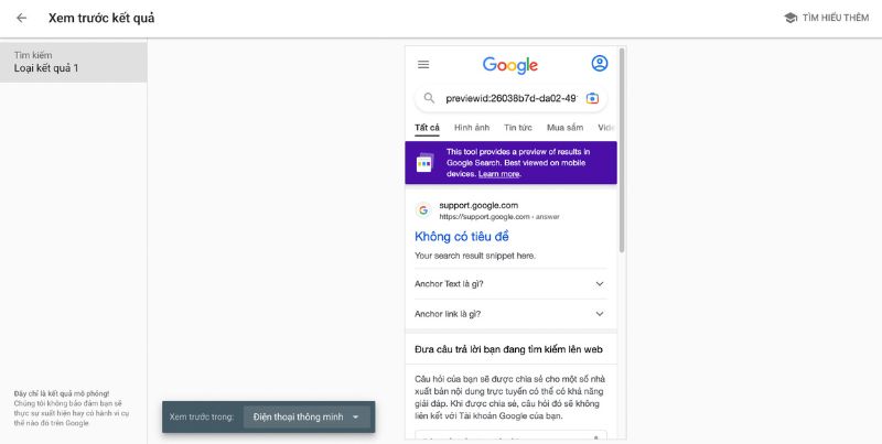 kiểm tra schema markup bằng strucdata tesing tool