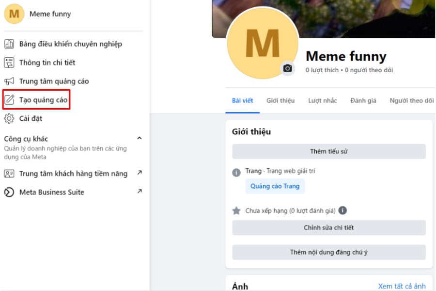 Tạo quảng cáo trực tiếp từ Fanpage