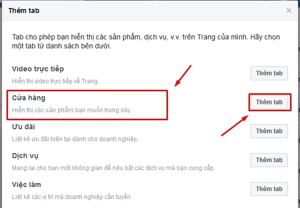 tạo shop trên facebook