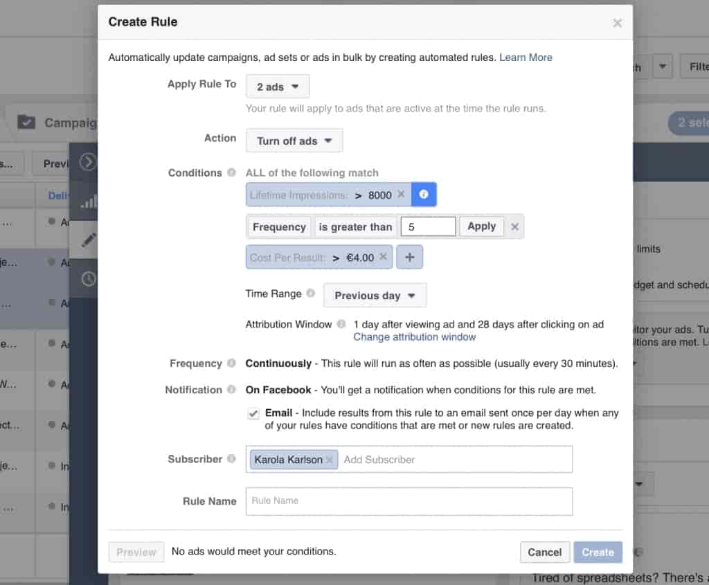 thiết lập quy tắc tự động