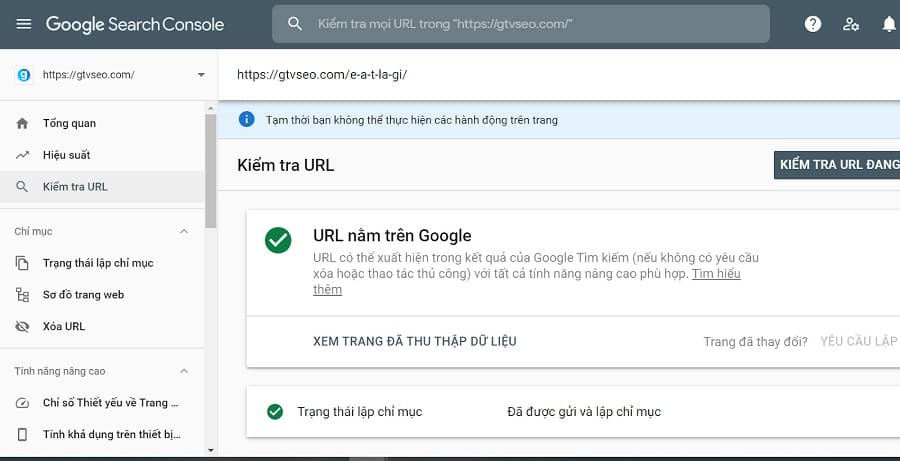 trang duoc index google se hien thi