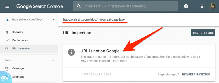 trang chưa được index, sẽ có dòng chữ 