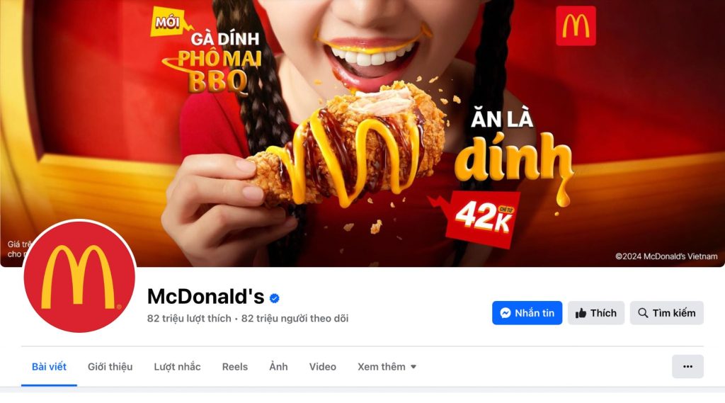 Ảnh bìa Fanpage Facebook McDonald's