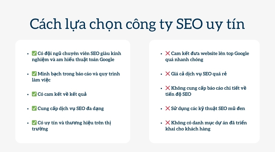 Cách lựa chọn công ty SEO uy tín trên thị trường