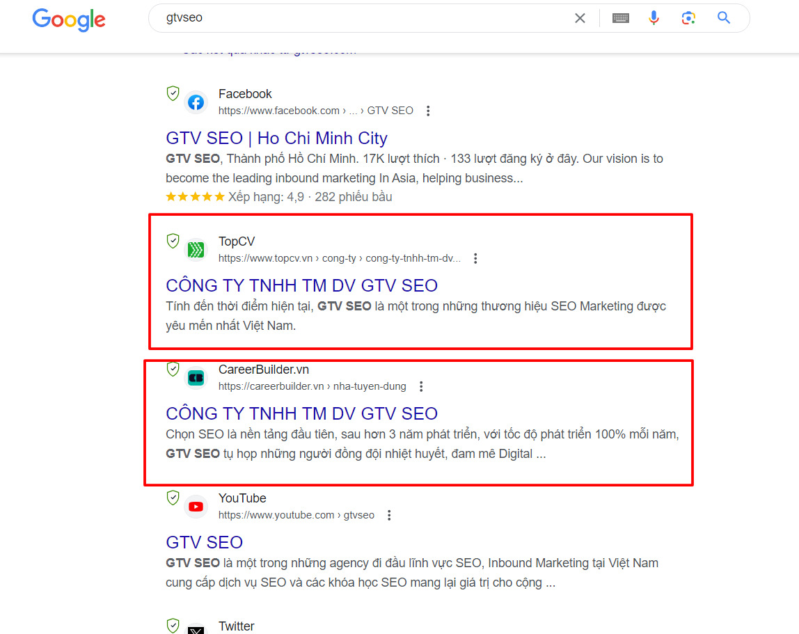 Hình ảnh sau khi hồ sơ trên trang tuyển dụng của bạn được index