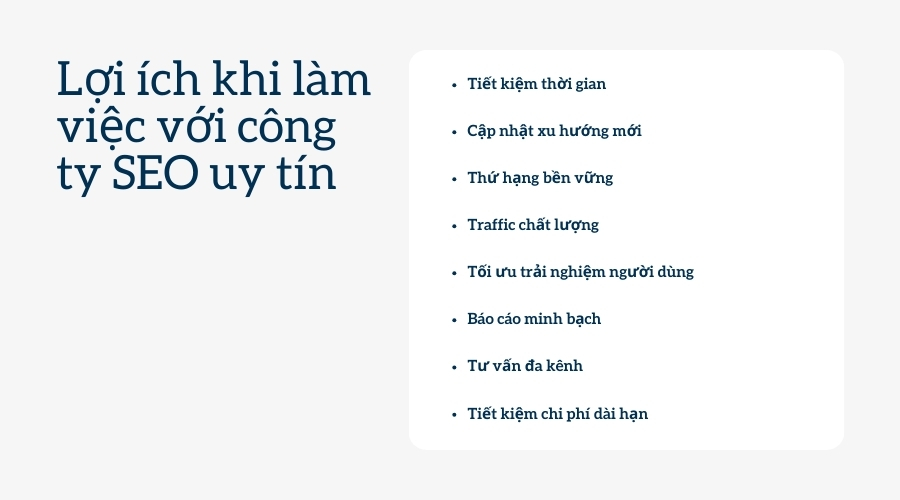 Lợi ích khi làm việc với một công ty SEO uy tín