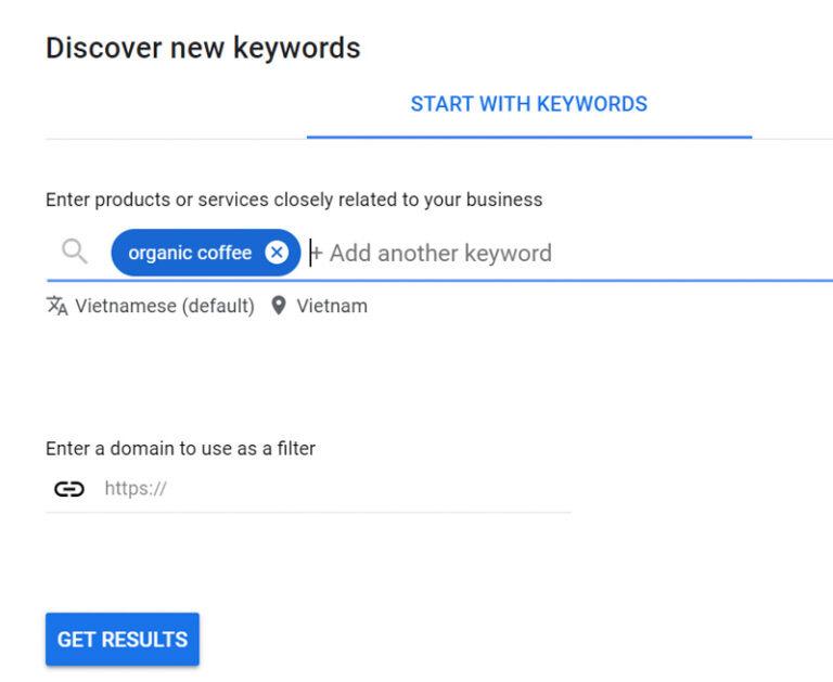 sử dụng tính năng "Discover new keywords"