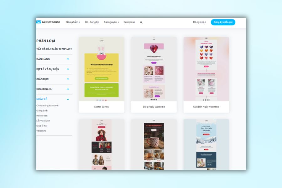 Các templates do GetResponse cung cấp
