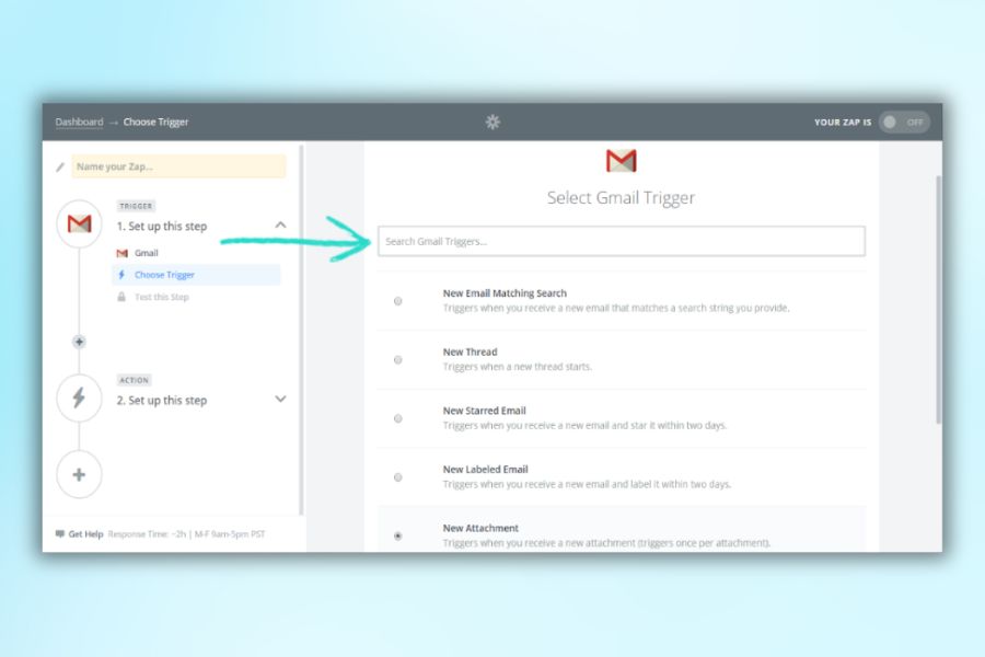 Chọn trigger Zapier