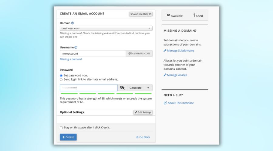 Điền thông tin tài khoản email
