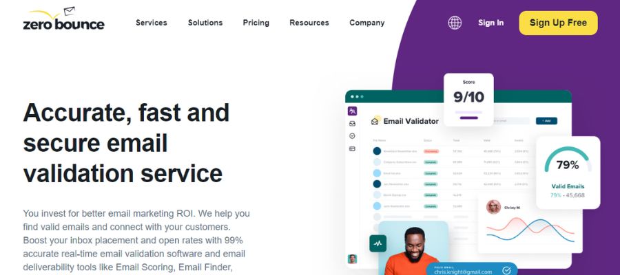 Độ chính xác của ZeroBounce lên đến 98% – là dịch vụ thẩm định email tốt nhất