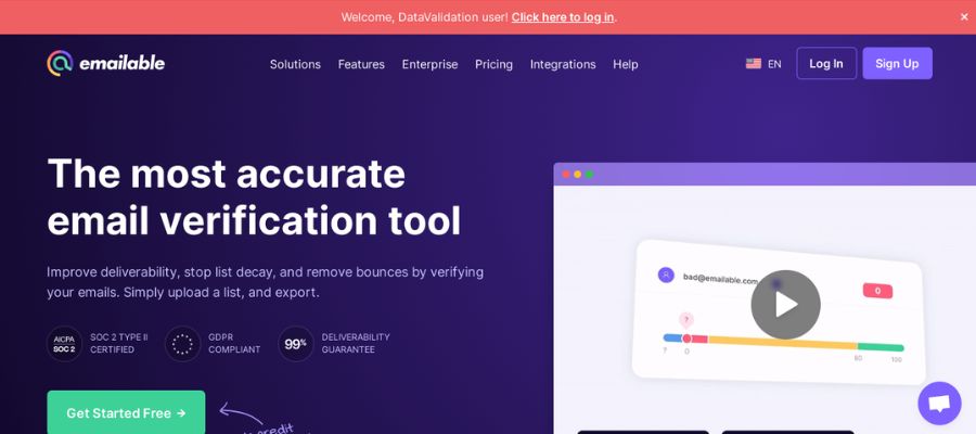 Lời “chào hàng” hấp dẫn từ emailable