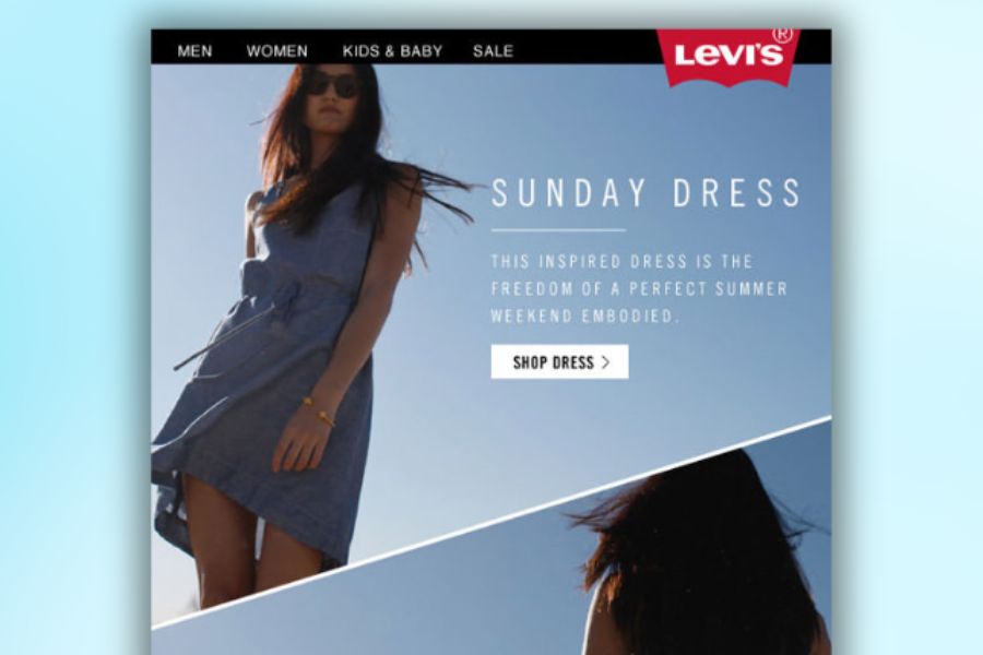 Mẫu thiết kế email marketing của Levi’s
