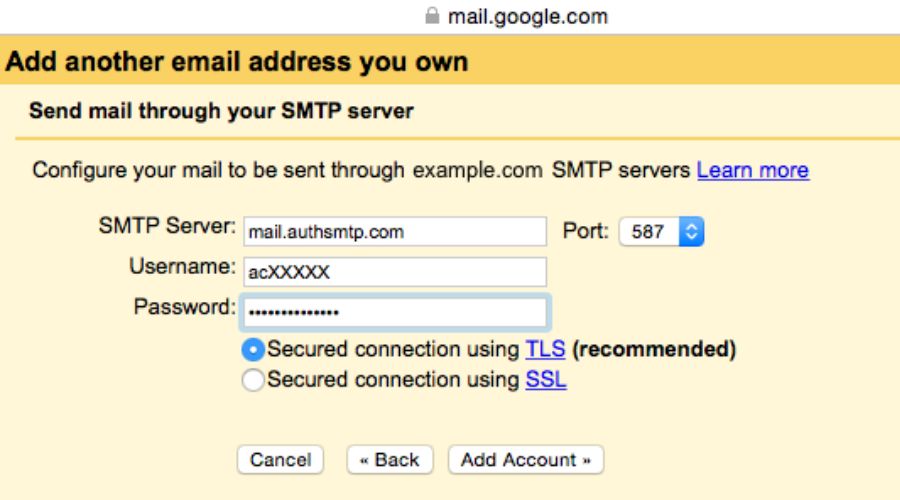 Tham khảo cài đặt email cPanel mà bạn đã ghi chú trước đó 