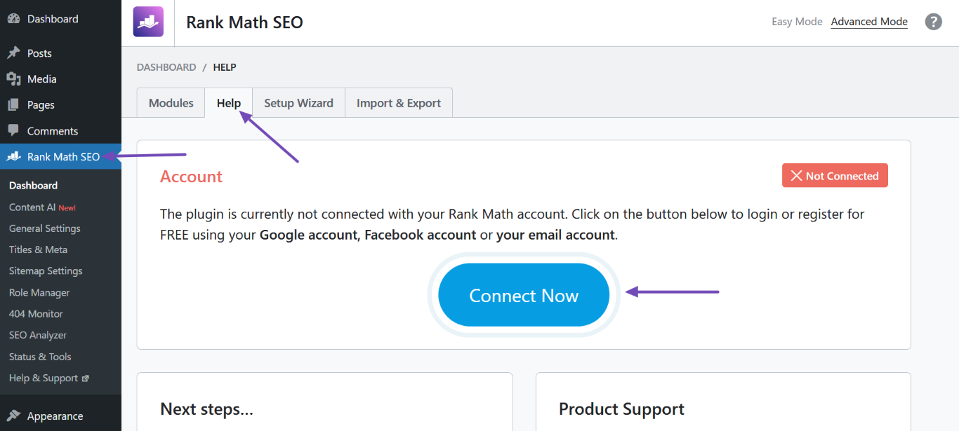 lien ket tai khoan rank math