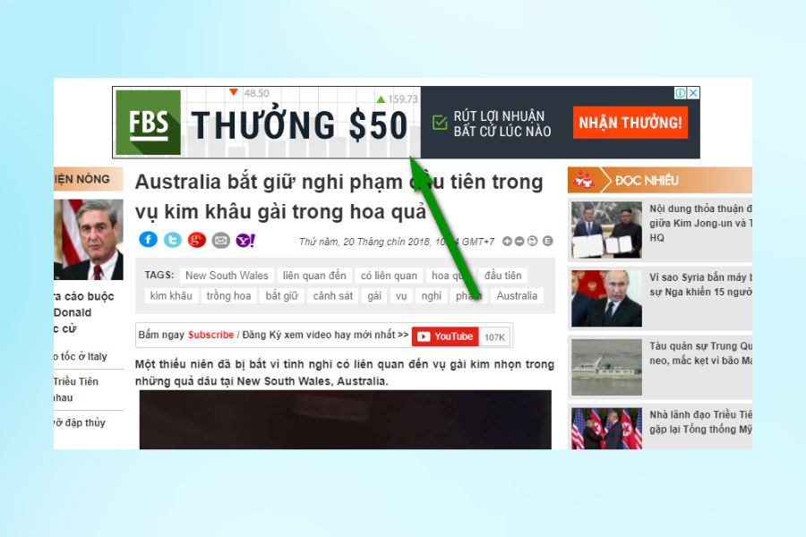 Ví dụ về trang web sử dụng AdSense hiệu quả