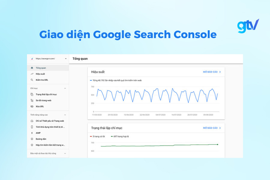 Giao diện Google Search Console