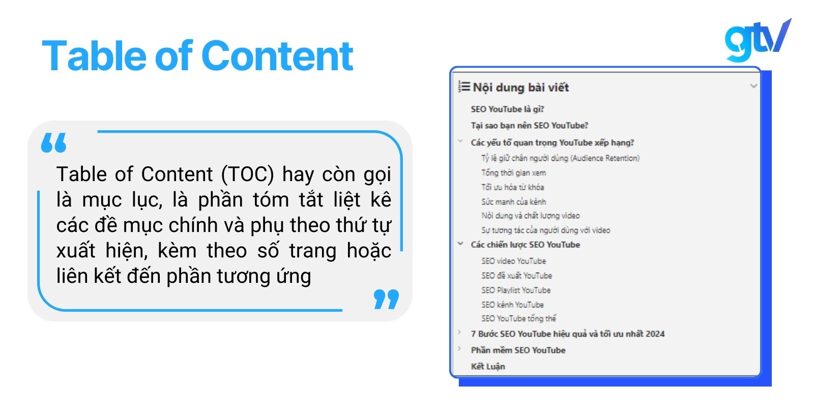 table of content là gì