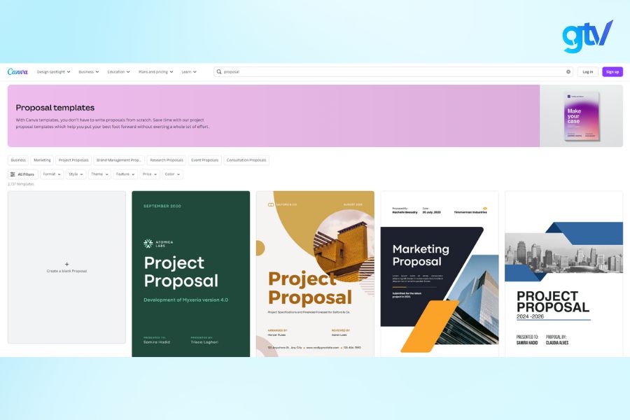 Chọn mẫu Proposal