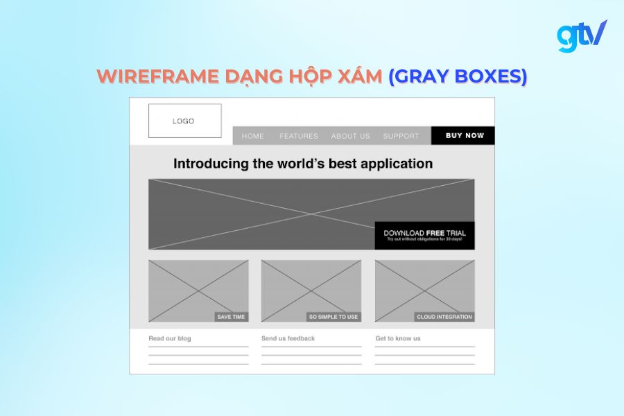 Wireframe dạng hộp xám (Gray Boxes)