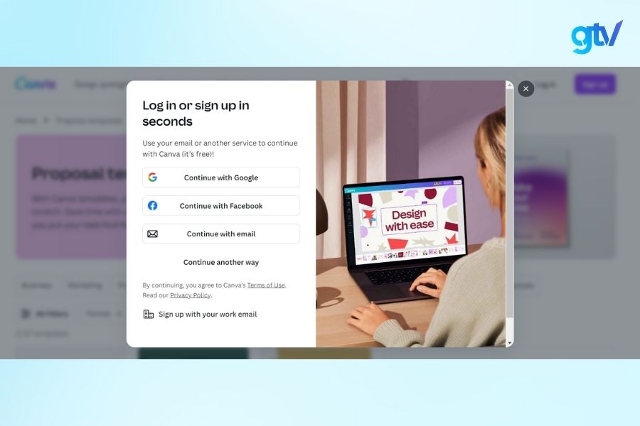 Tạo tài khoản Canva