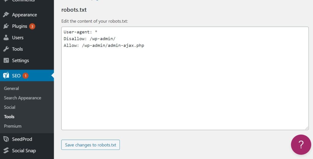 file robots txt trong yoast seo