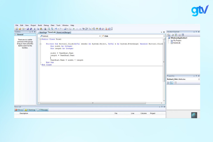 form GUI cơ bản trong Visual Basic