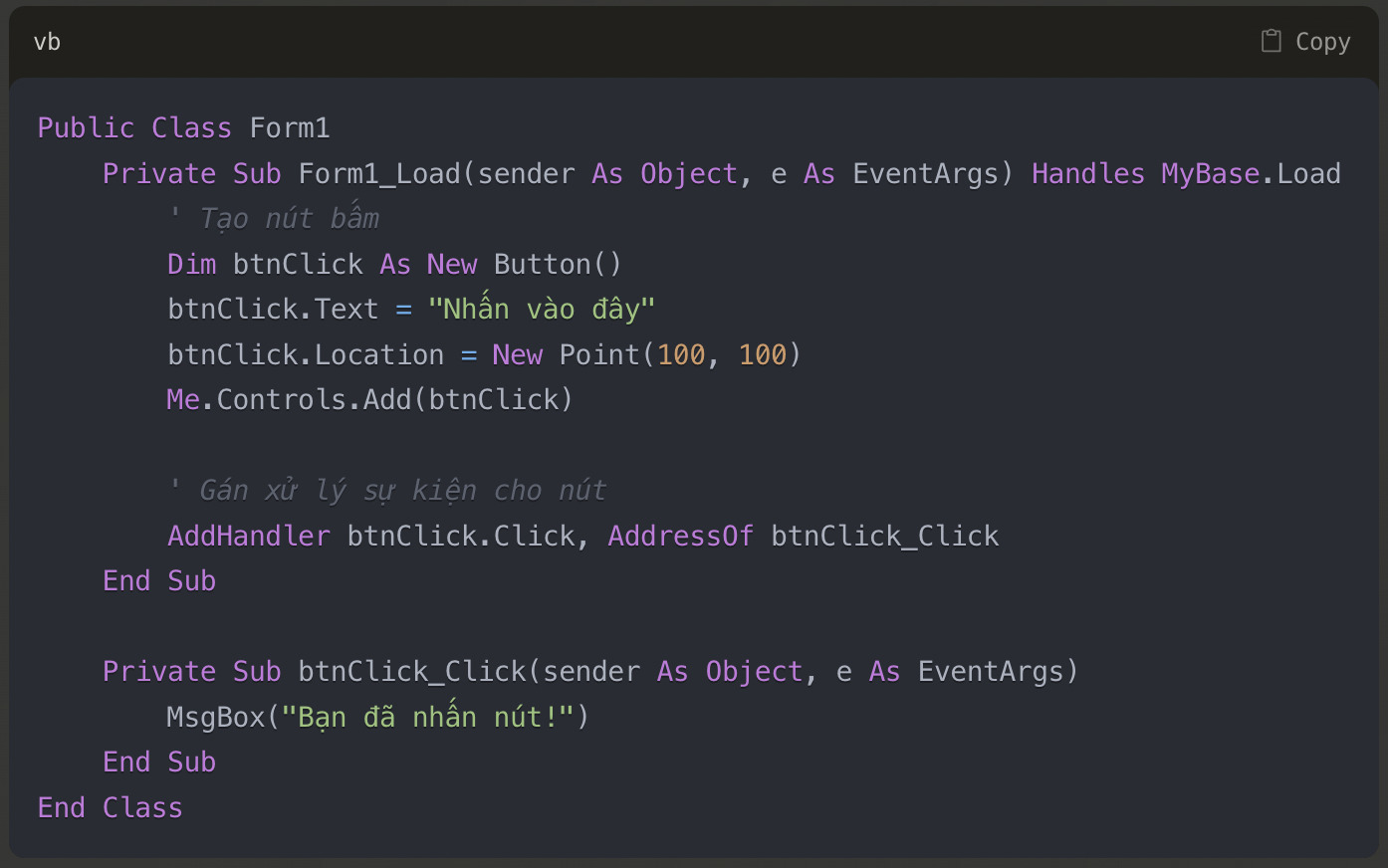 Ví dụ ứng dụng GUI trong Visual Basic